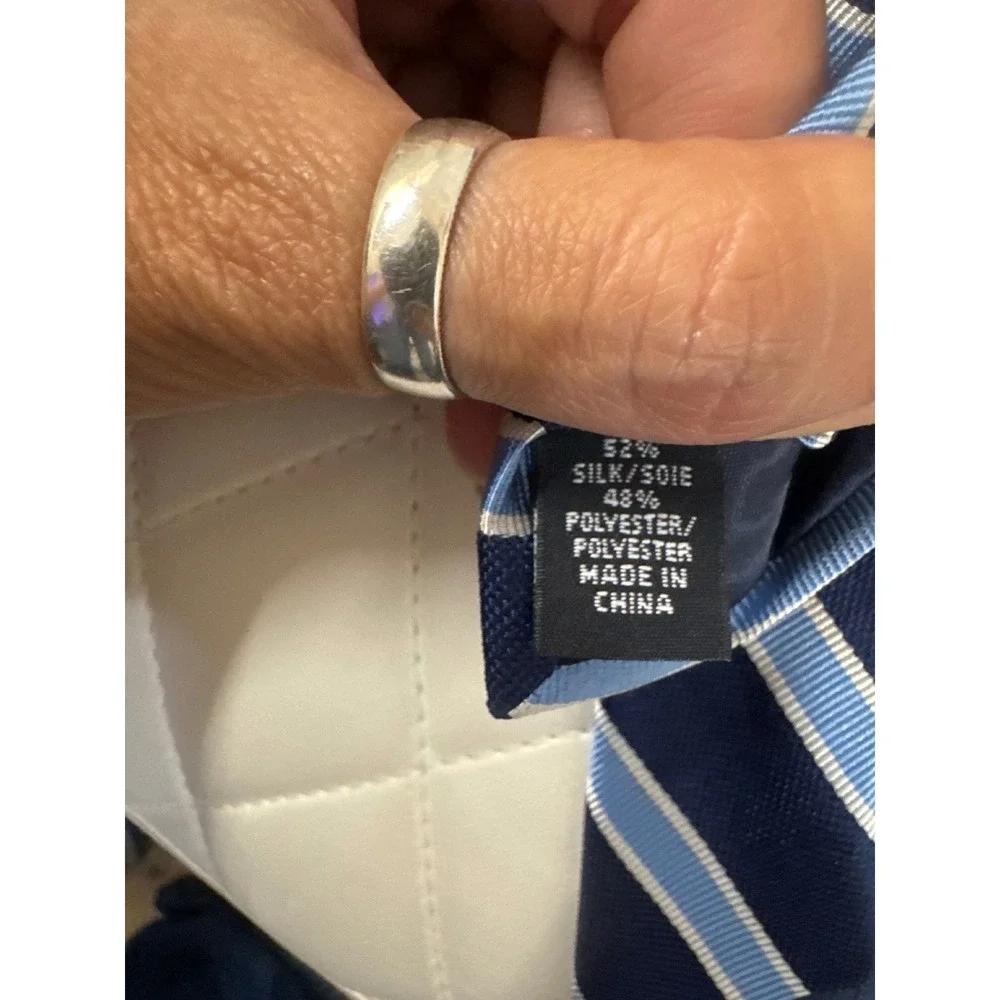 Tommy Hilfiger Necktie Blue‎ Striped Business Career Silk Blend